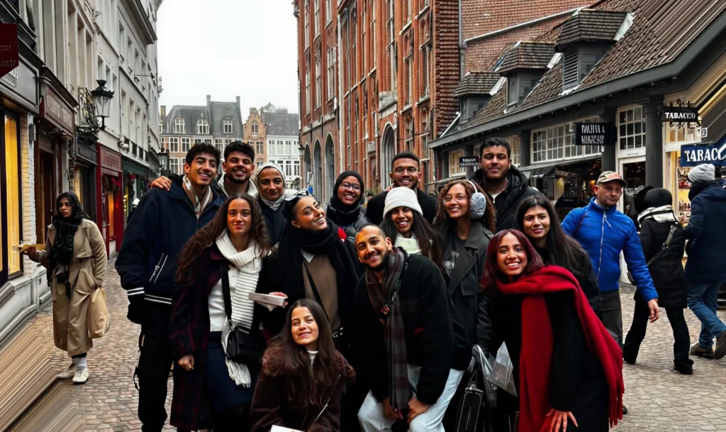 TKH students exploring a city street on a Wanderlust trip