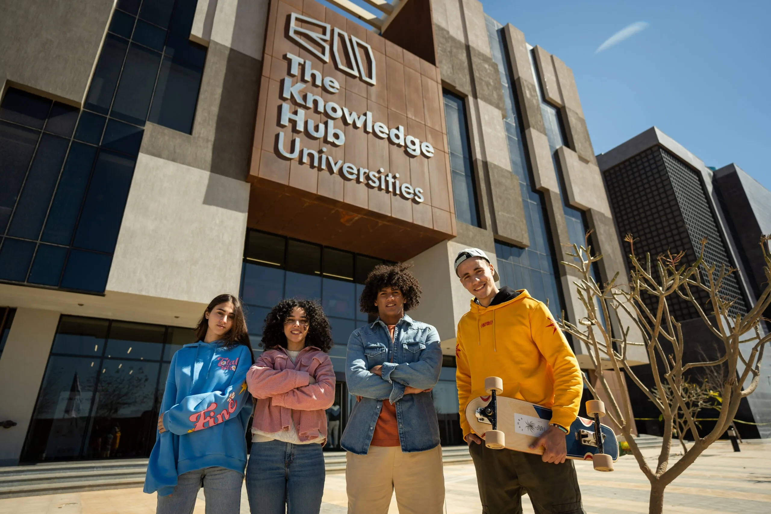 TKH students gathered outside the Knowledge Hub Universities building